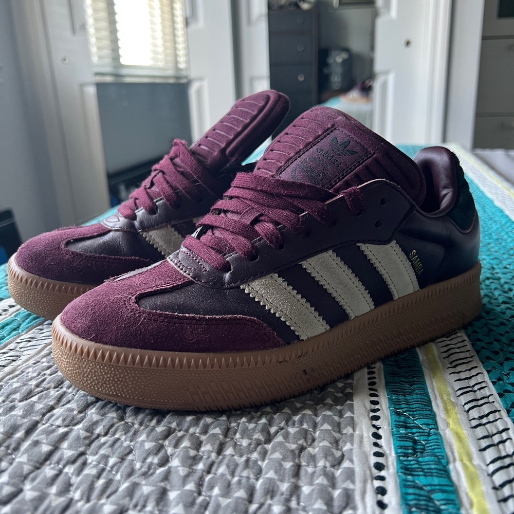Adidas Maroon and White Sneakers